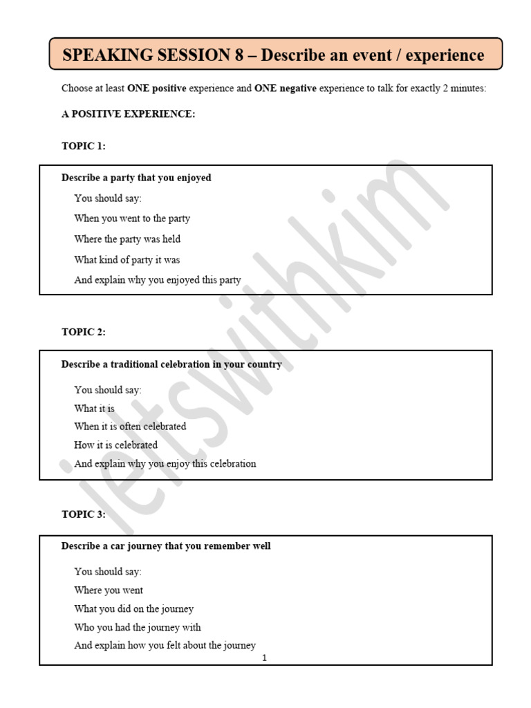 Speaking S8 - Assignment | PDF