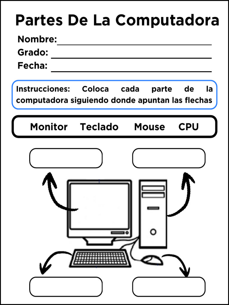 Hojas de Trabajo_ Partes de la Computadora Tercer GRado | PDF