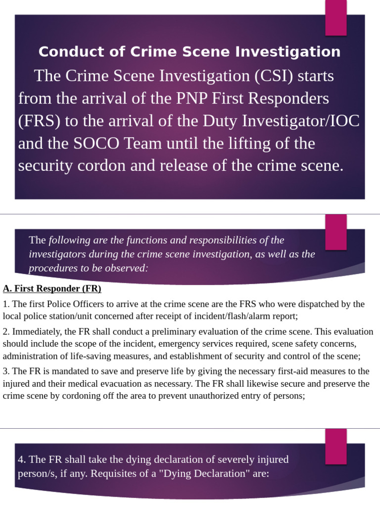 Crime Scene Investigation Procedures | PDF | Crime Scene | Police