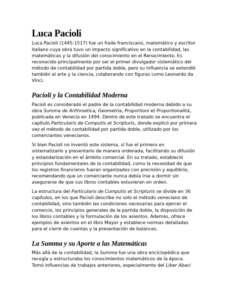 Luca Pacioli | PDF | Matemáticas