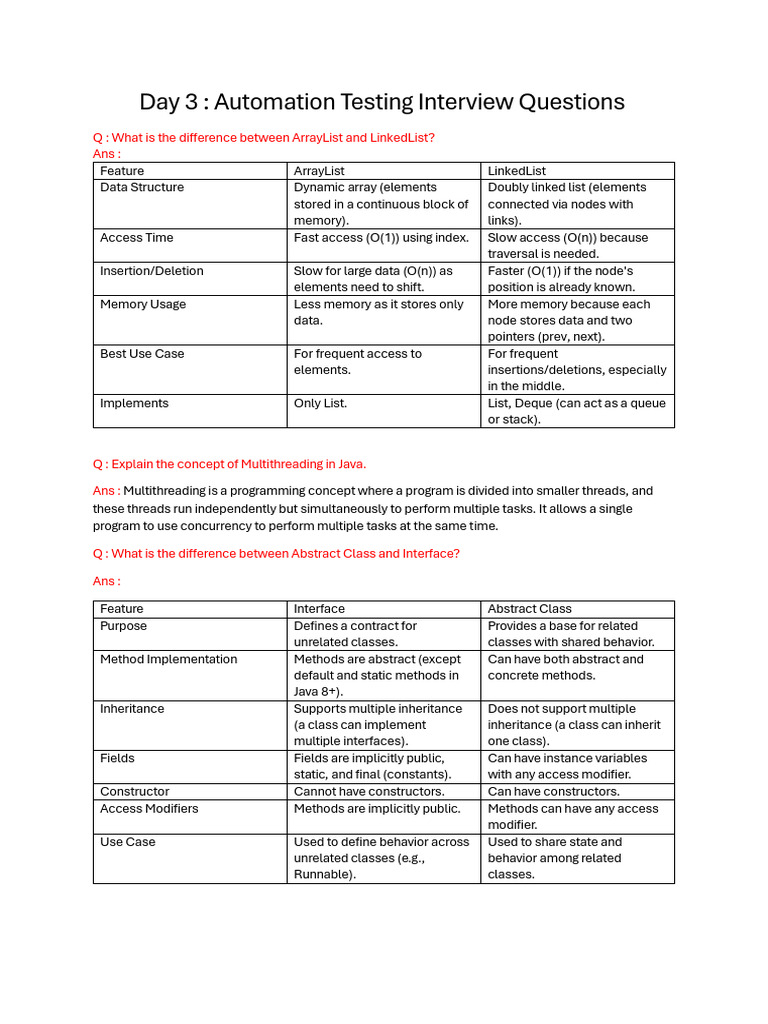 Automation Testing Interview Questions | PDF | Class (Computer ...