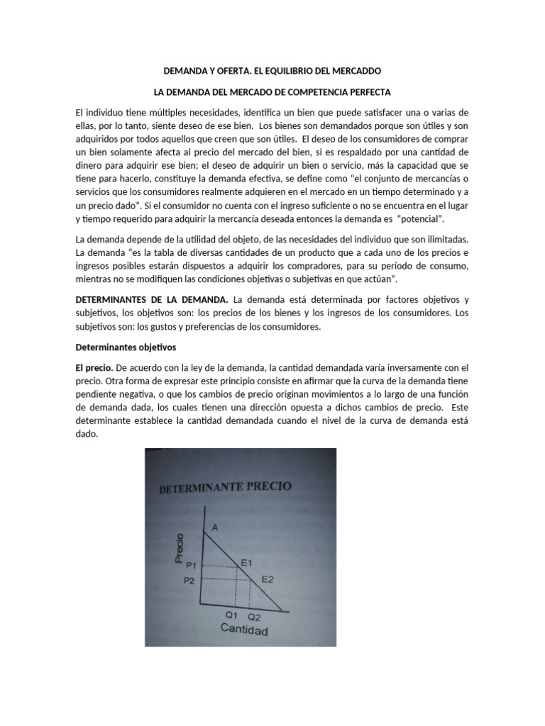 Análisis de la Demanda en Mercados | PDF | Oferta y demanda ...