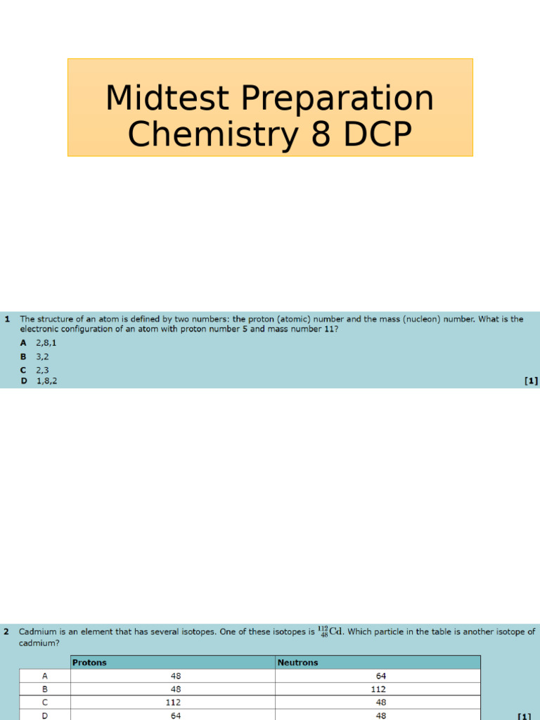 Midtest Preparation Grade 8 Chemistry No Answer Key | PDF