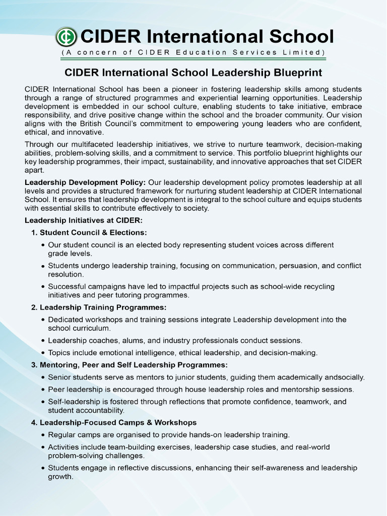 CIDER's Leadership Portfolio | PDF