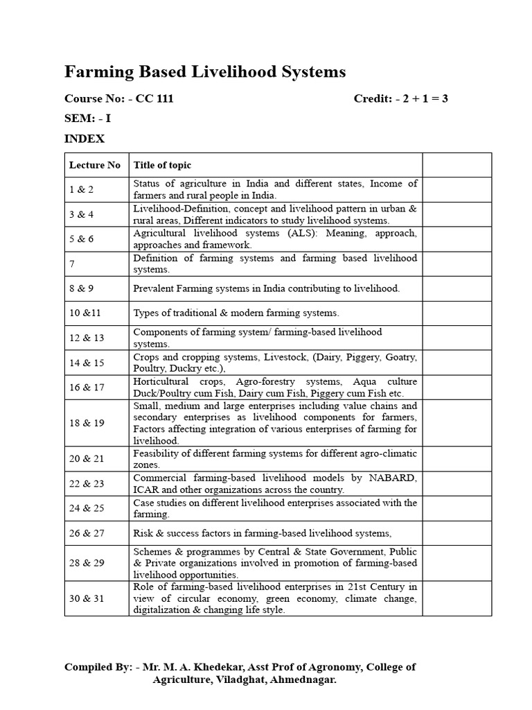Farming-Based Livelihood Systems Overview | PDF | Agriculture | Food ...