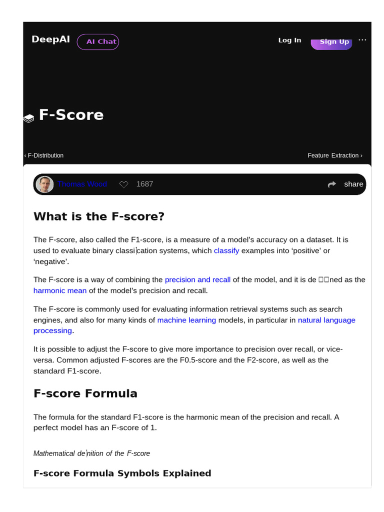 Understanding the F-Score in AI Models | PDF | Accuracy And Precision ...