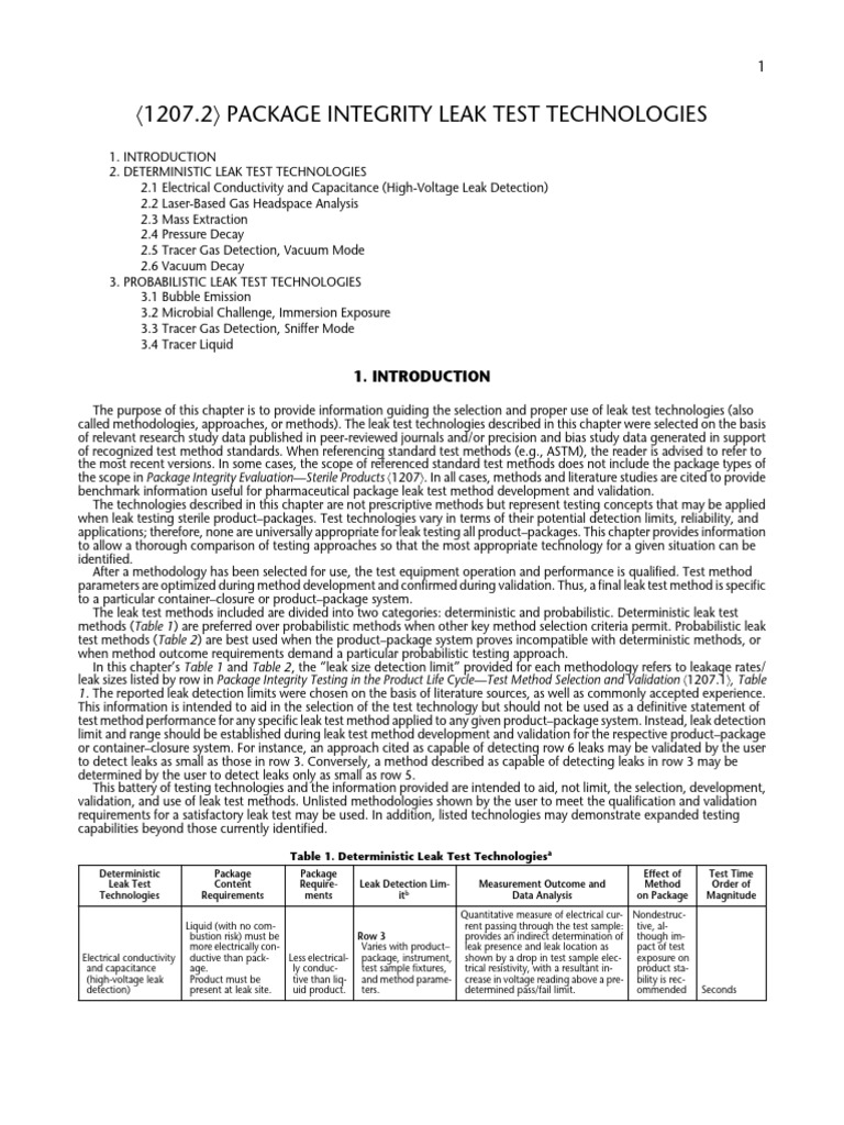 Leak Test Technologies for Package Integrity | PDF | Leak | Vacuum