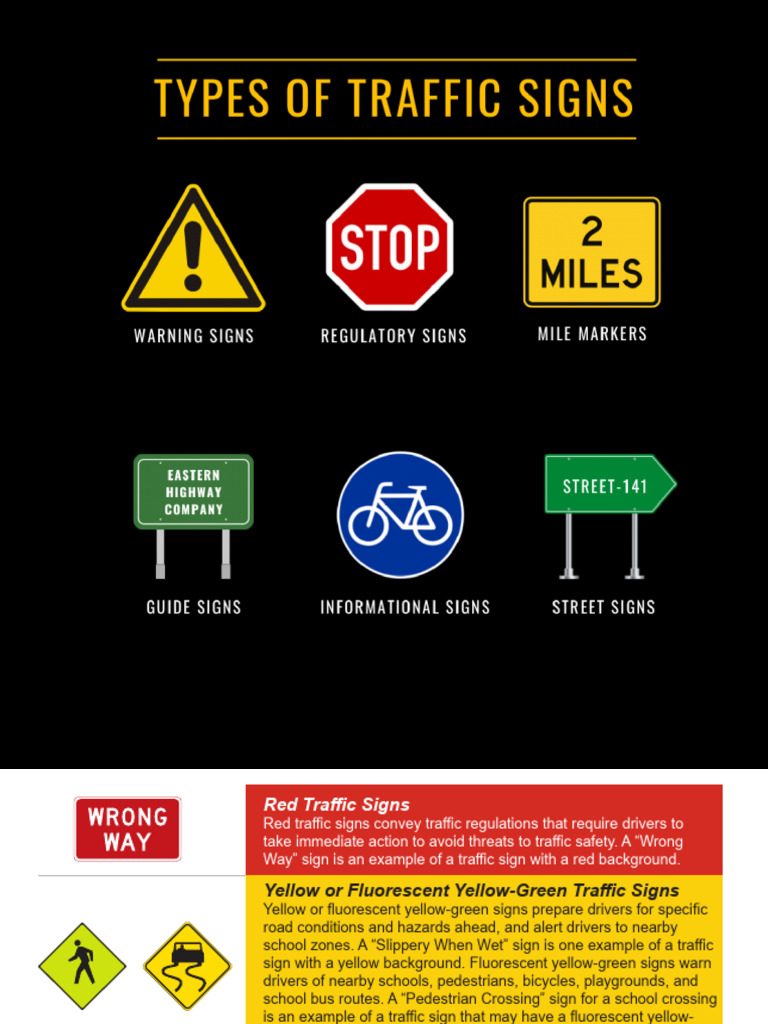 Types of Traffic Signs Explained | PDF | Traffic | Intersection (Road)