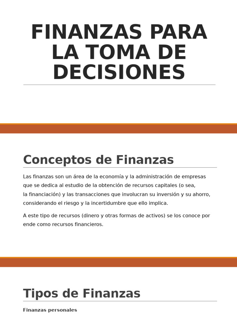 Finanzas para La Toma de Decisiones | PDF | Presupuesto | Business
