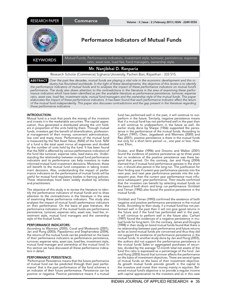 Mutual Fund Performance Indicators Analysis | PDF | Investment Fund ...