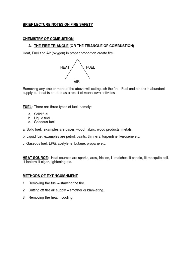 Brief Lecture Notes On Fire Safety | PDF | Fires | Chemistry