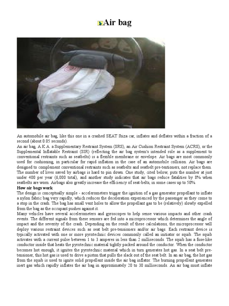 Understanding Automobile Airbags | PDF | Airbag | Seat Belt