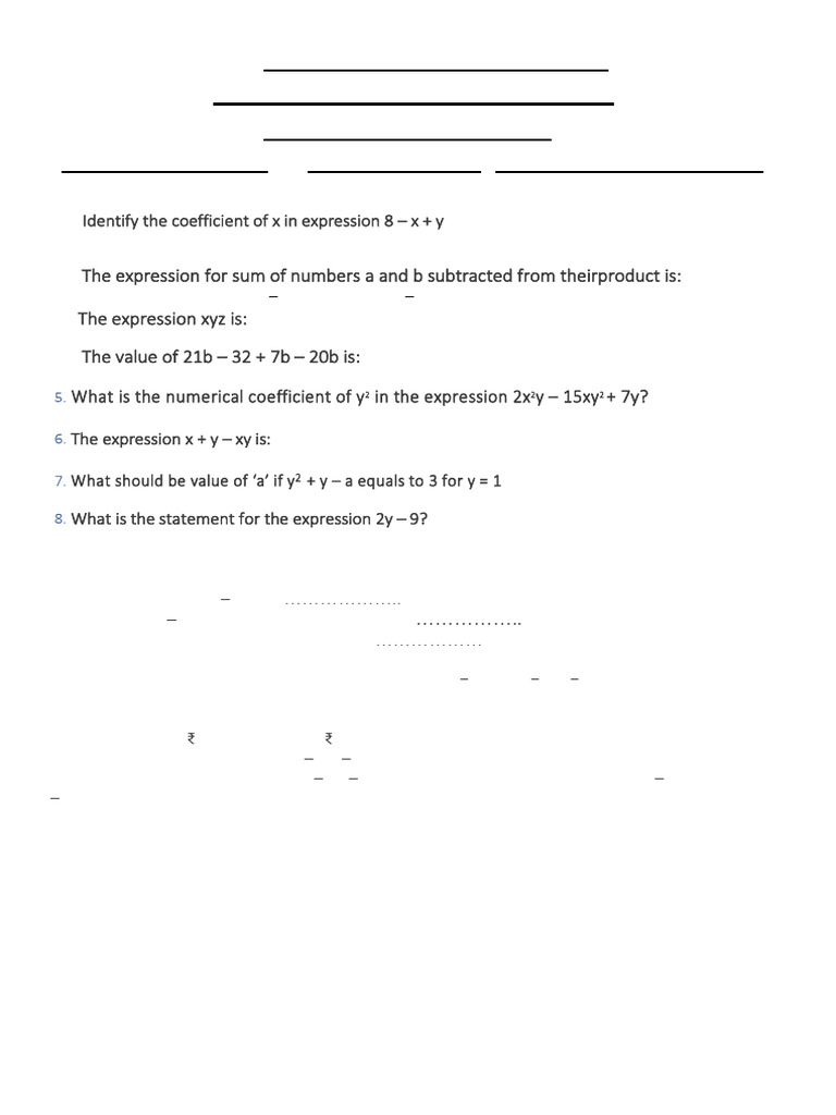 Algebraic Expressions Class 7th-1 | PDF | Factorization | Triangle
