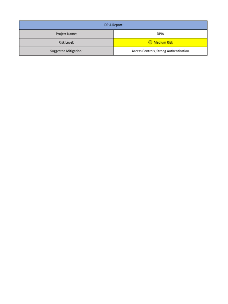 DPIA Report: Medium Risk Analysis | PDF