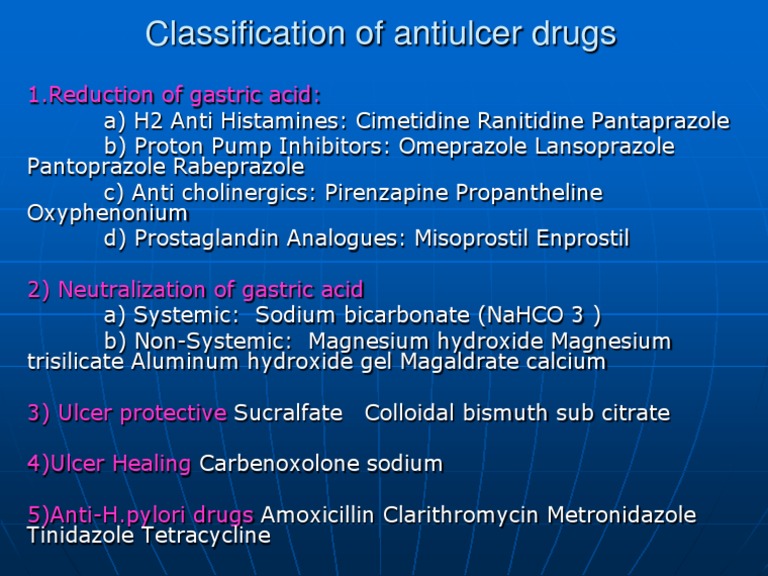 Classification of Antiulcer Drugs