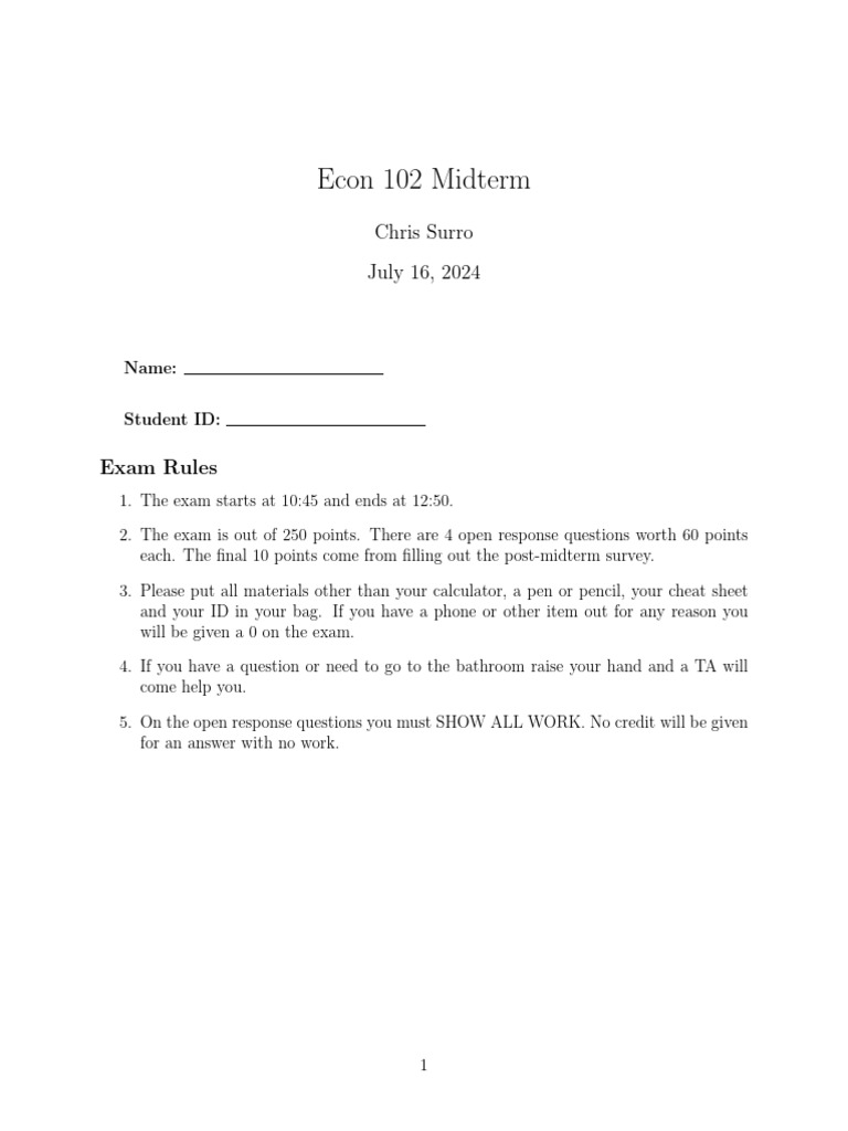 Midterm Summer 24 | PDF | Labour Economics | Consumption (Economics)