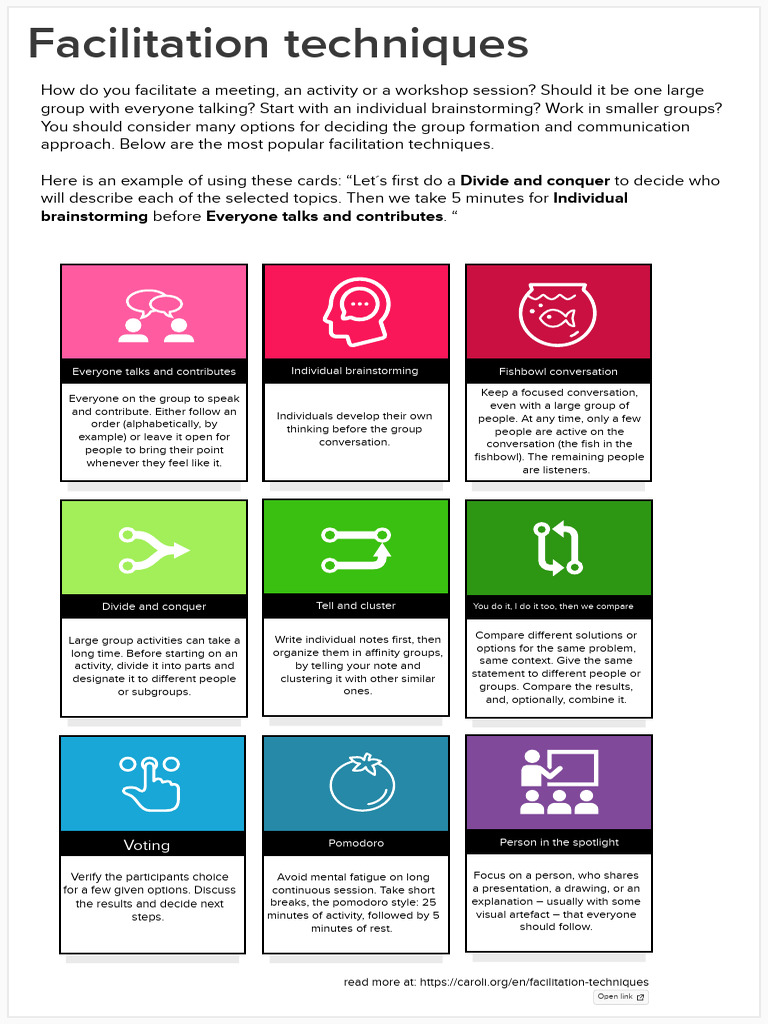 Popular Group Facilitation Techniques | PDF | Brainstorming | Human ...