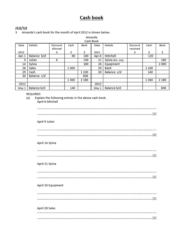 Cash book-FULL WORKSHEET | PDF | Debits And Credits | Credit Card