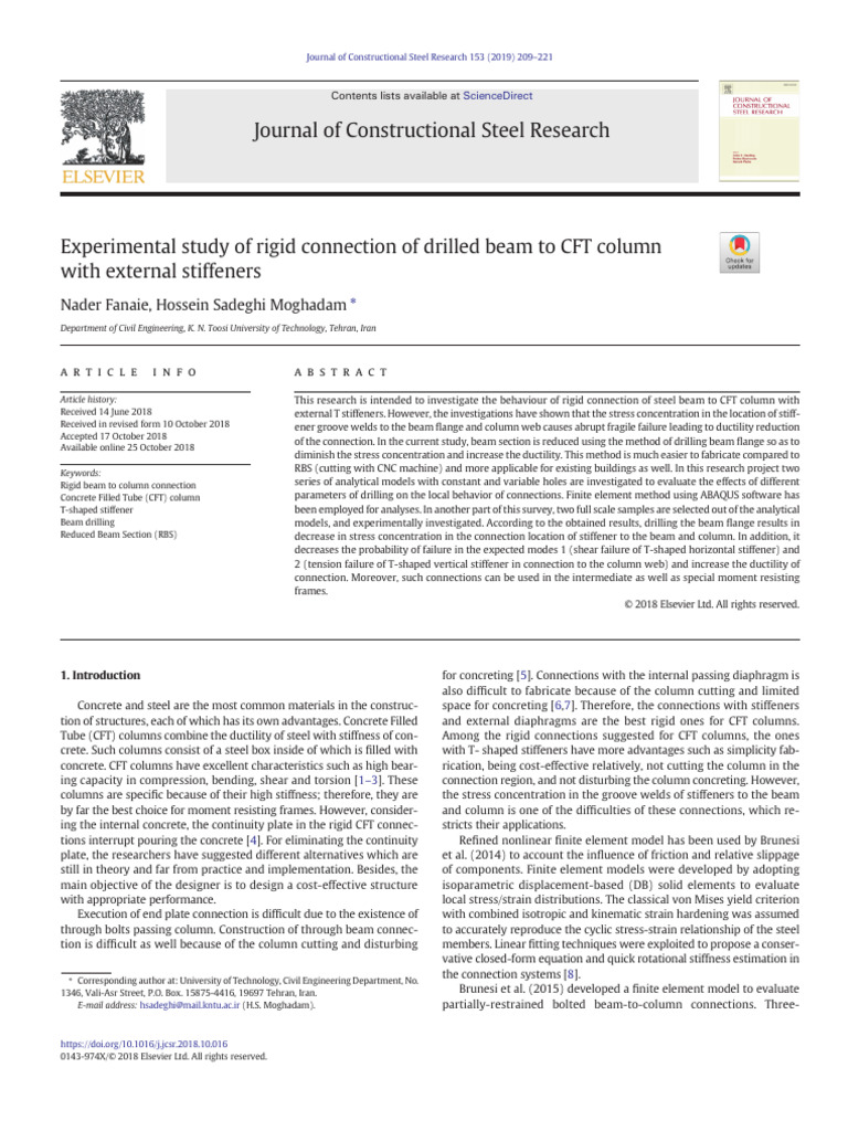Rigid Beam-CFT Column Connections Study | PDF | Deformation ...