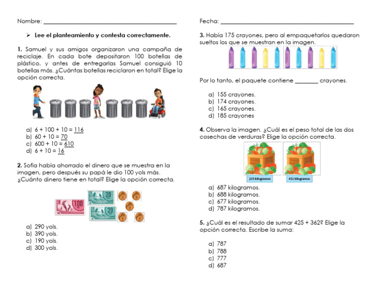 Ejercicios Matematicas 2do | PDF