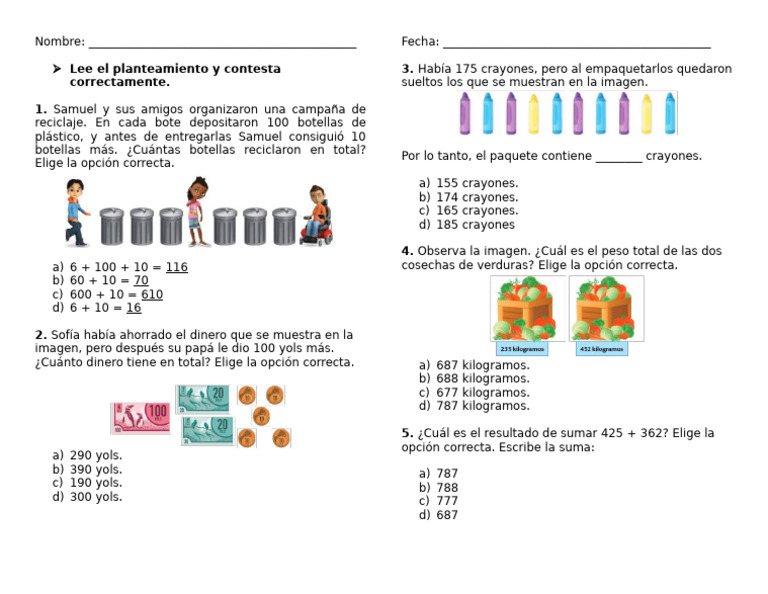 Ejercicios Matematicas 2do | PDF