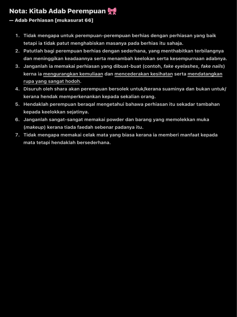 Nota Kitab Adab Perempuan ? | PDF