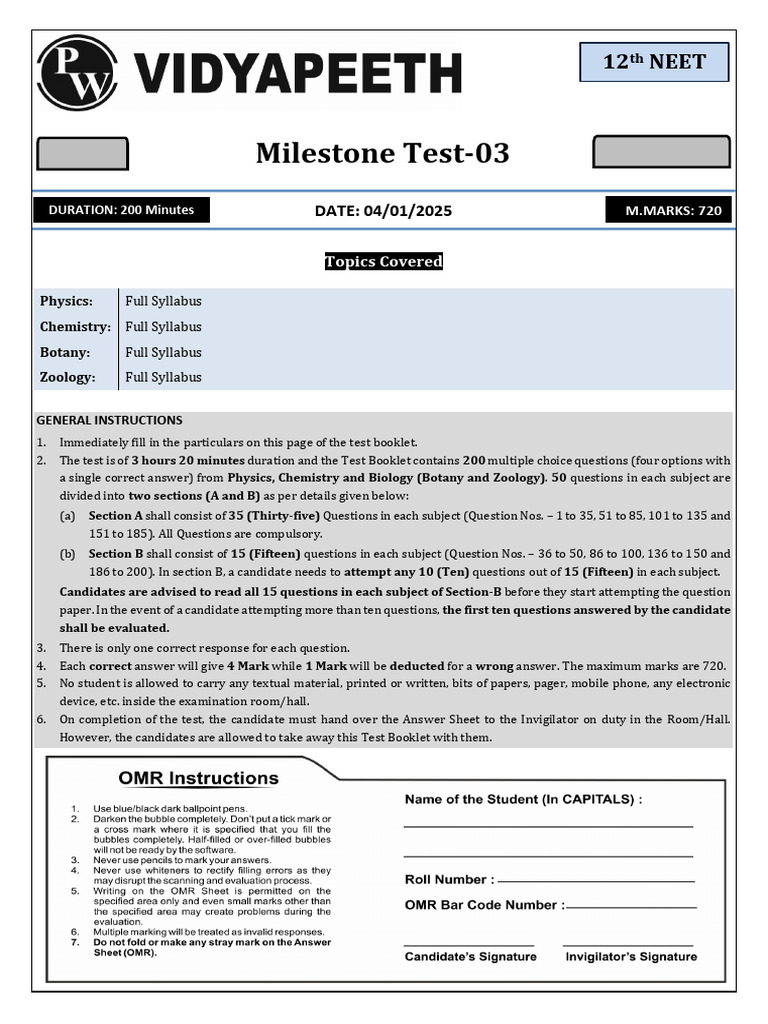 NEET 2025 Physics Full Syllabus Test | PDF | Magnetic Field | Redox