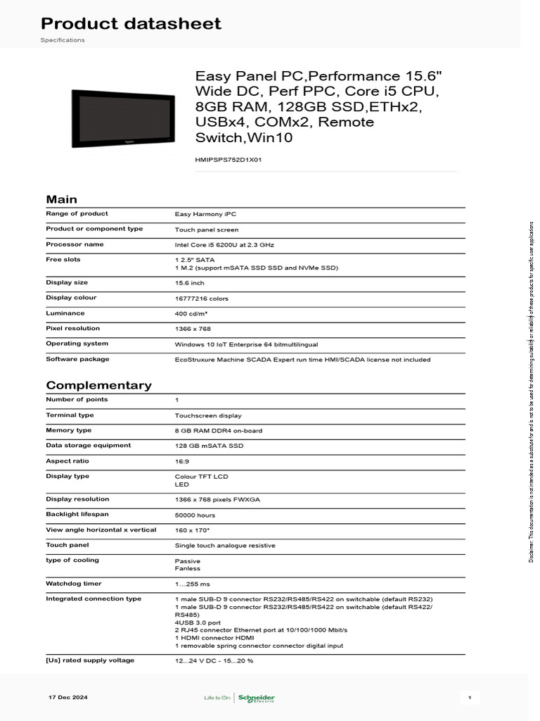 Easy Harmony iPC 15.6" Touch Panel | PDF | Solid State Drive | Touchscreen