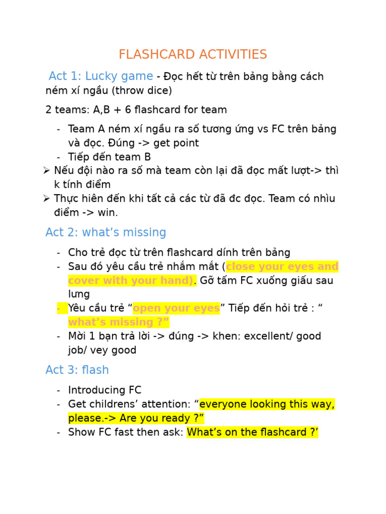 Flashcard Activities | PDF