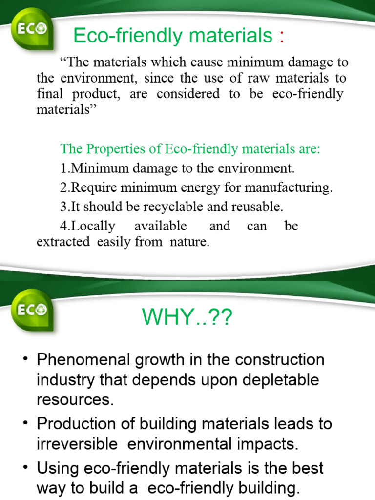 Eco-Friendly Building Materials Guide | PDF | Concrete | Cement
