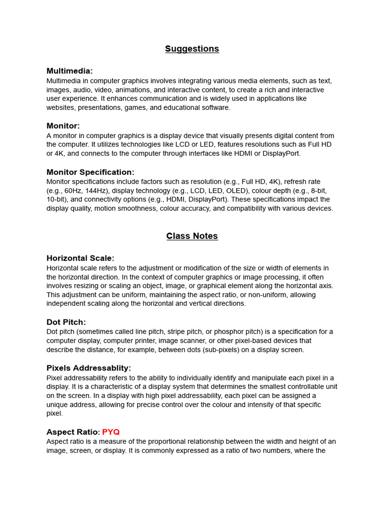 2 Marks in Computer Graphics | PDF | Pixel | Display Resolution