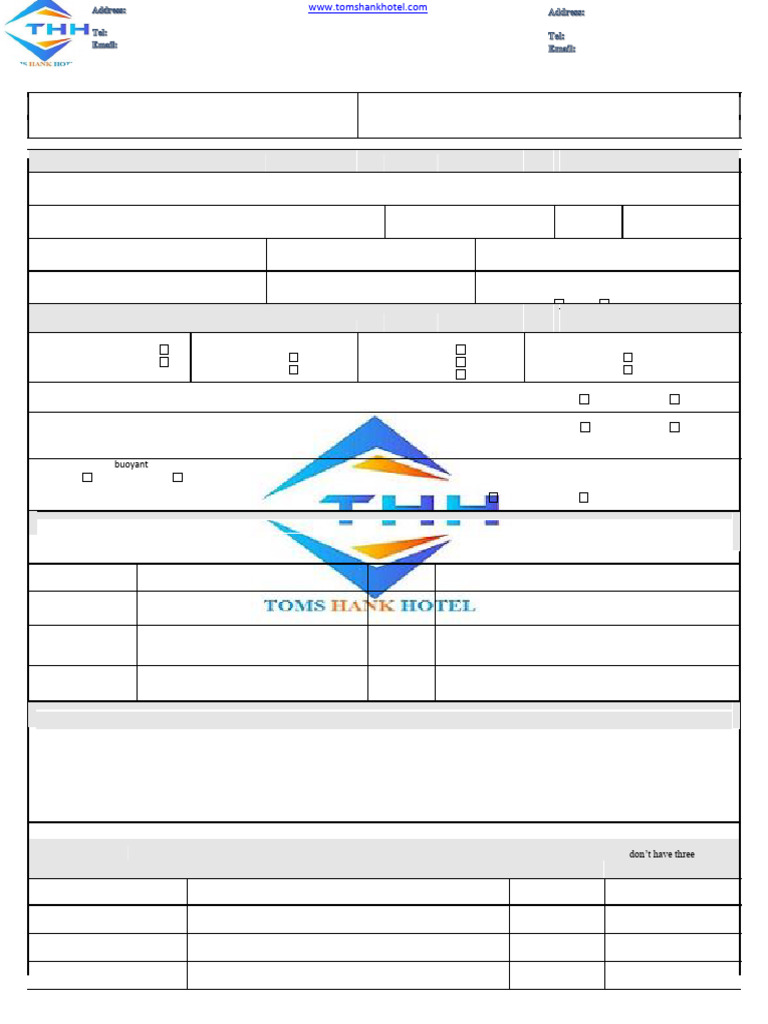 Toms Hank Hotel and Restaurant, Employment Application and Interview ...