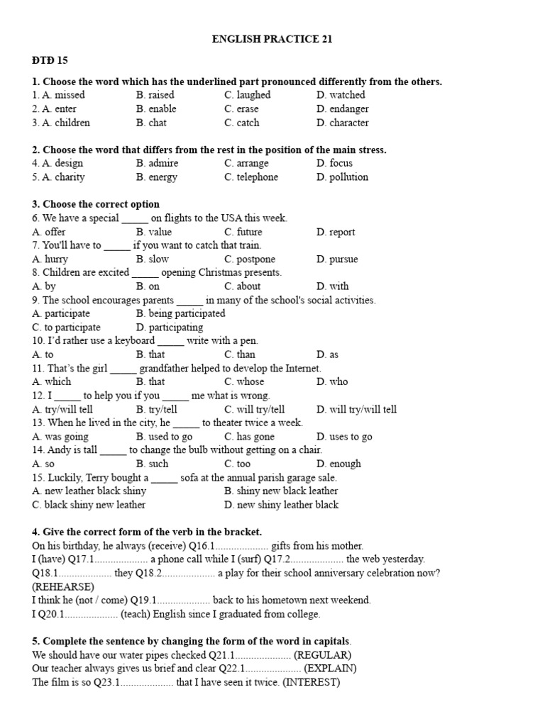 English Practice Exercises 21 | PDF | Energy Development | Traffic
