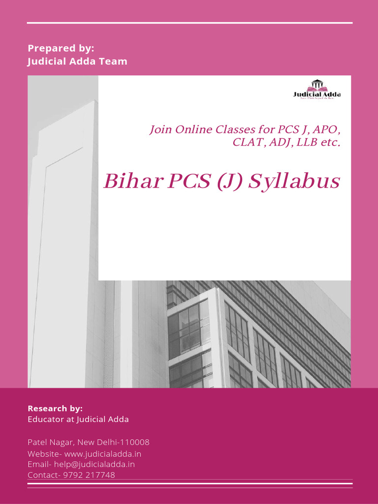 Bihar PCS (J) Exam Syllabus Guide | PDF | Administrative Law | Tort