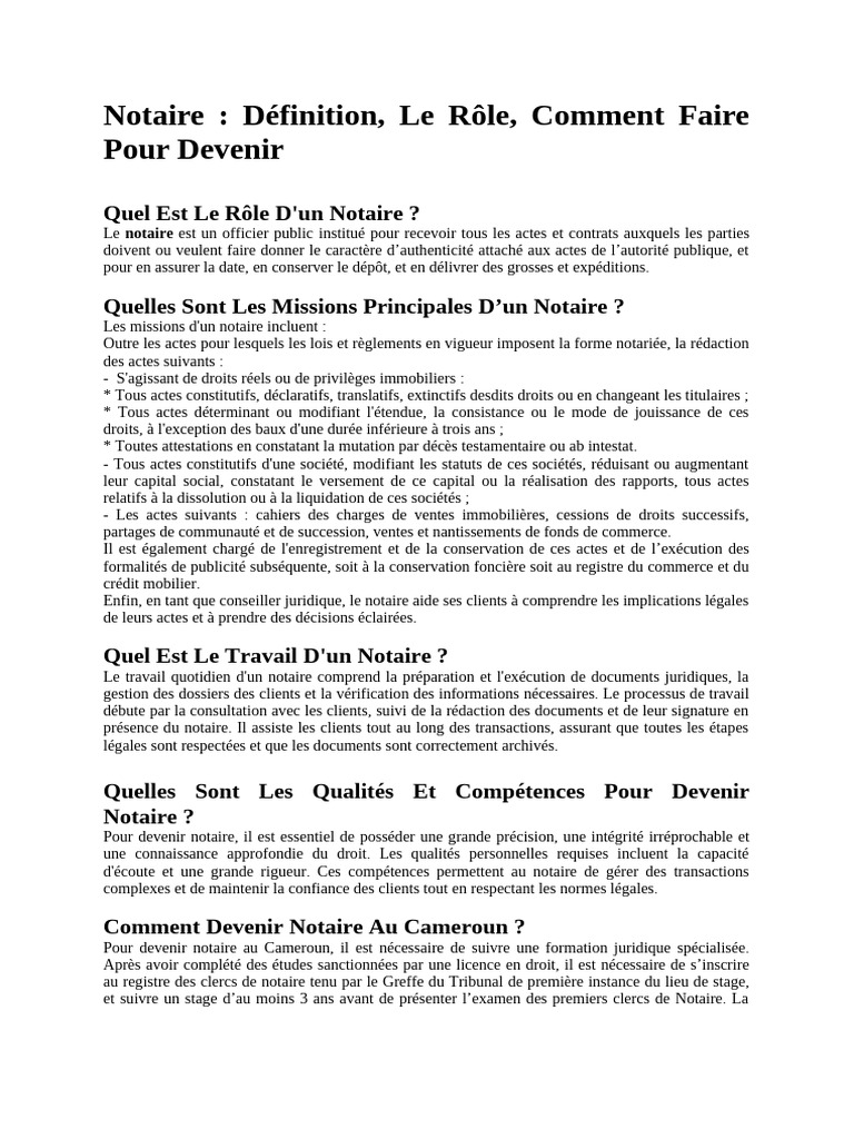 Devenir Notaire : Guide et Rôle | PDF | Avocat
