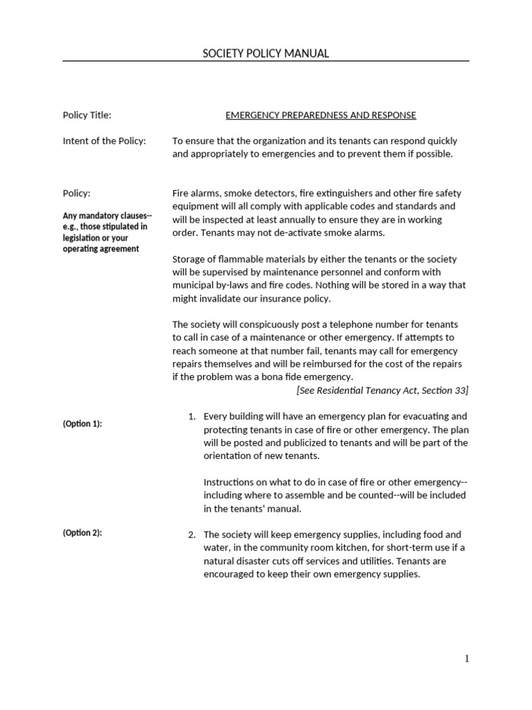 Emergency Preparedness Policy Guide | PDF | Emergency | Fire Safety