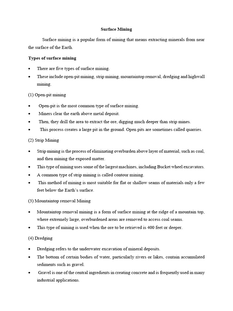 Surface Mining Pdf Surface Mining Mining