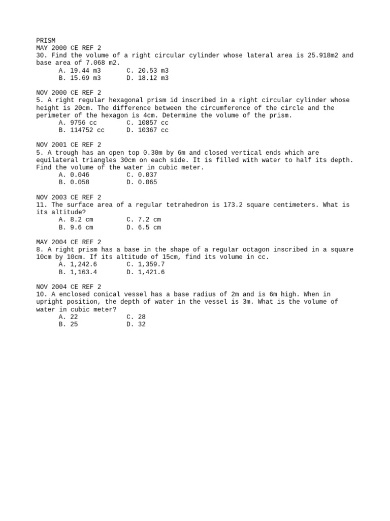Volume Calculations for 3D Shapes | PDF