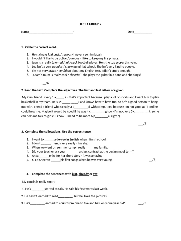 Listening Test 3: Adjectives & Grammar | PDF | Linguistic Typology ...