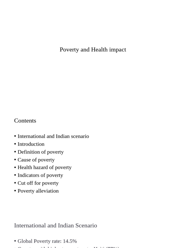 Poverty's Impact on Health and Solutions | PDF | Poverty | Poverty ...
