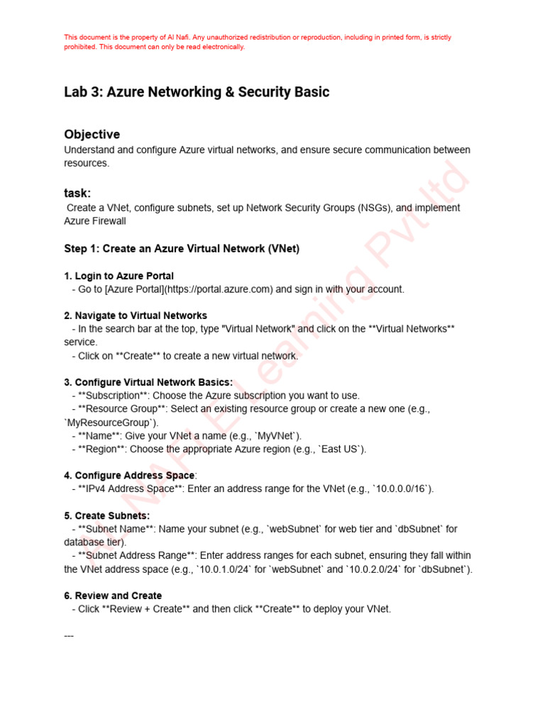 Azure Networking & Security Setup Guide | PDF | Firewall (Computing ...