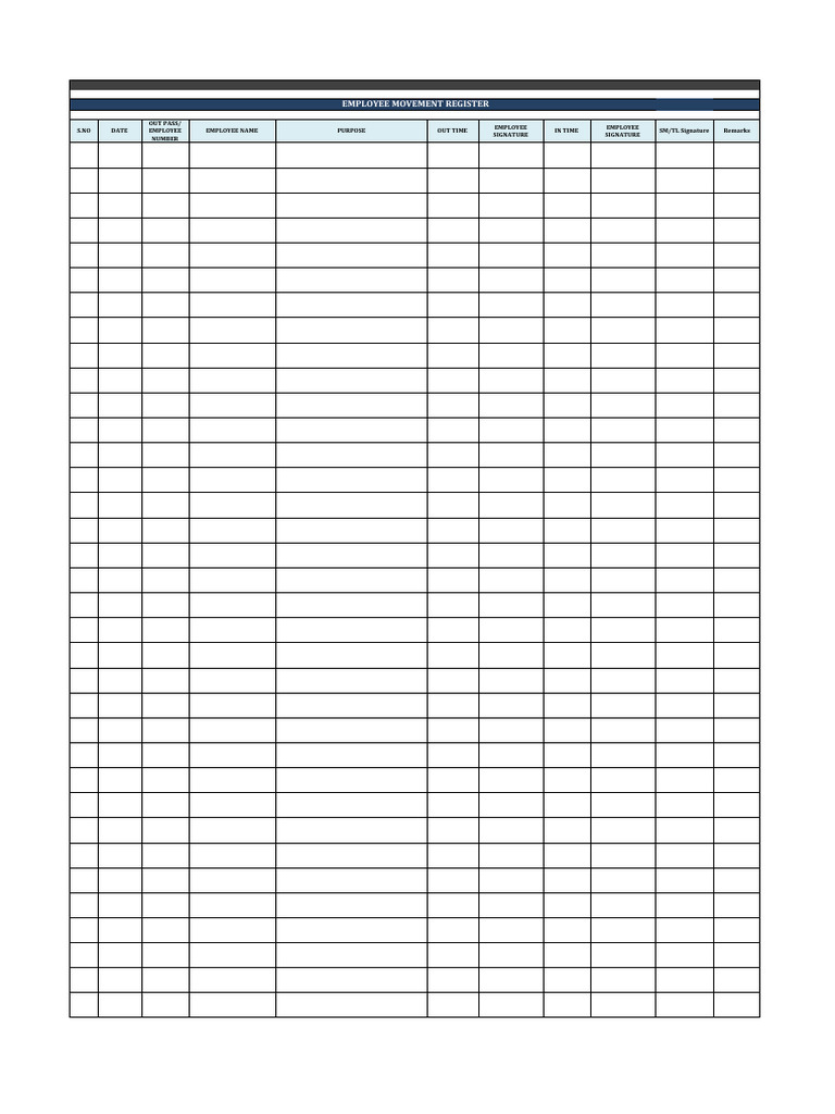 Employee Movement Register Format | PDF