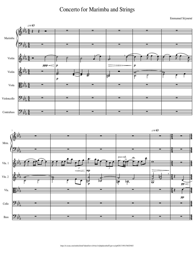 Emmanuel Sjourn - Concerto For Marimba and Strings | PDF