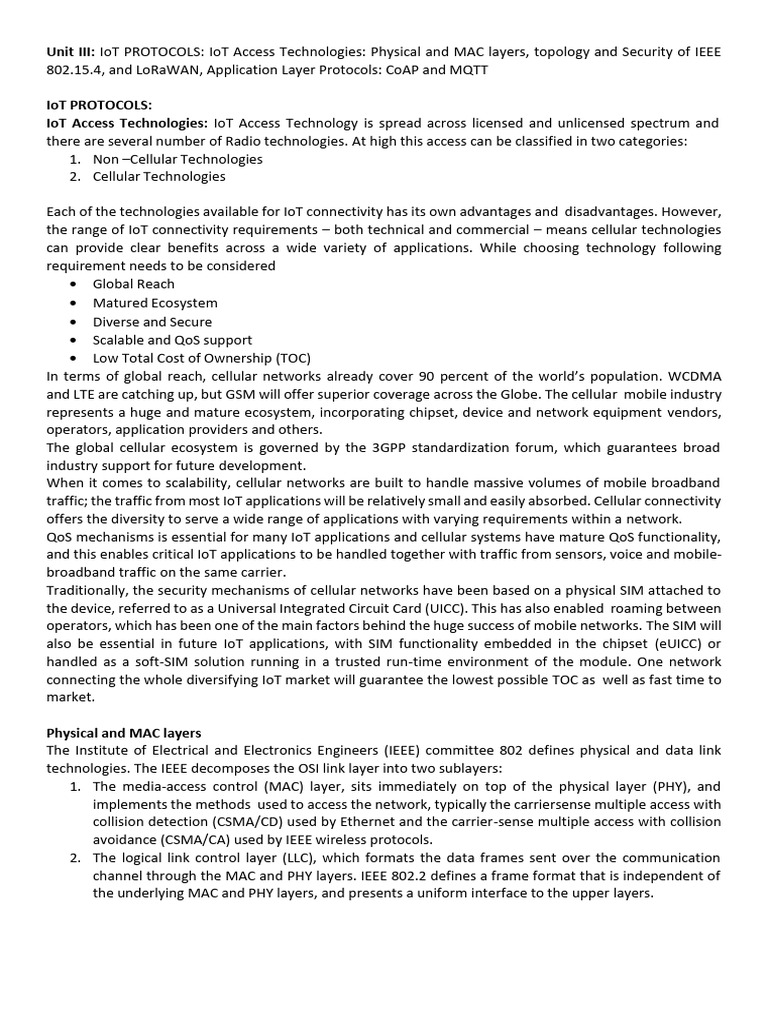 IoT Protocols: Access & Security Overview | PDF | Computer Network ...