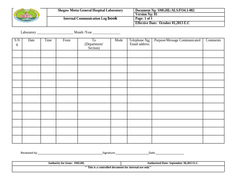SMGHL-ALS-FO4.1-002 Internal Communication Form | PDF