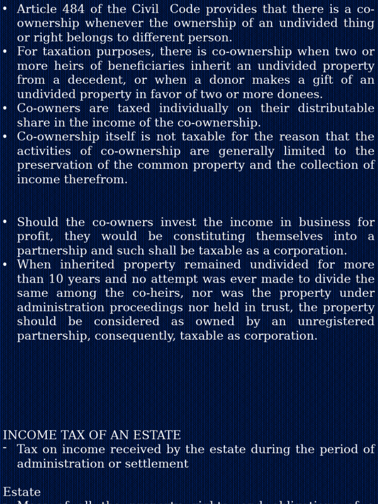 Chapter 4 - Co Ownership Estate and Trusts | PDF | Tax Deduction ...