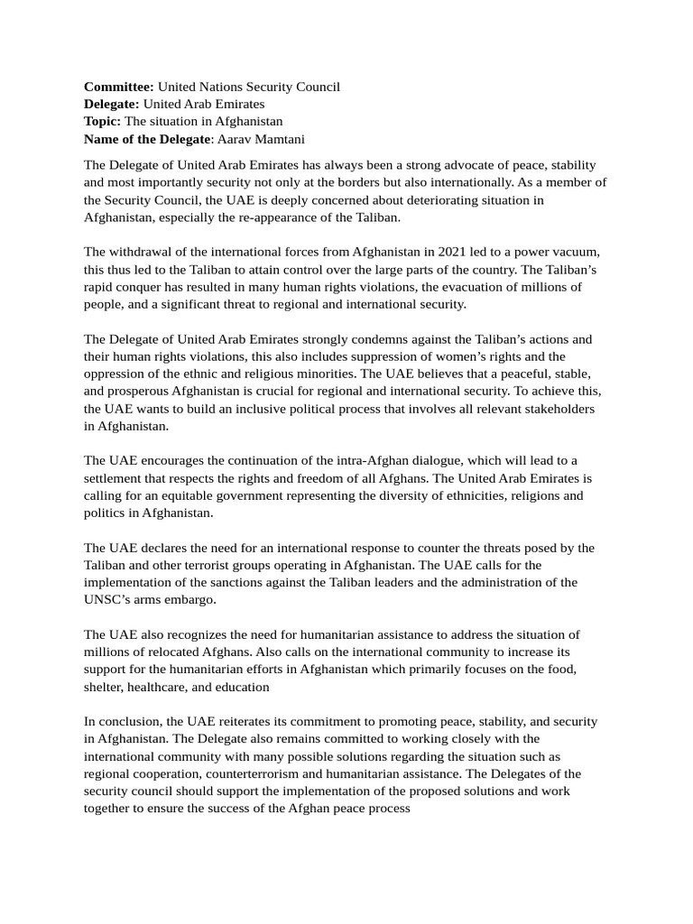 UAE's Stance on Afghanistan Crisis | PDF | Afghanistan | Taliban