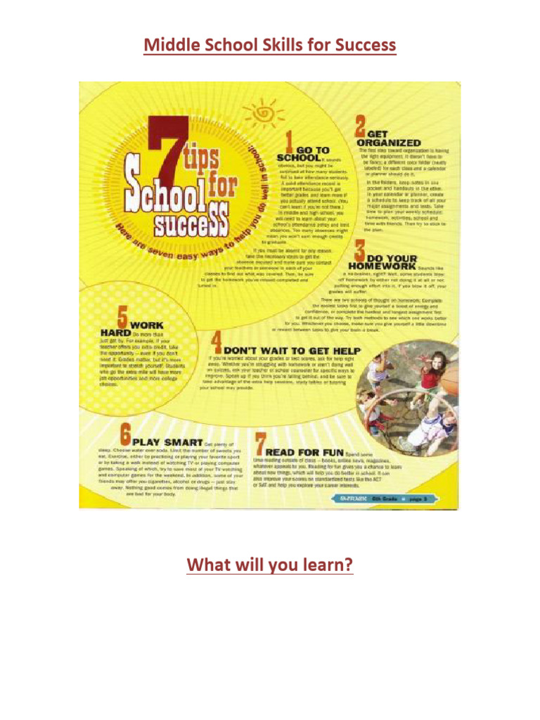 Essential Middle School Study Skills | PDF | Study Skills | Reading ...