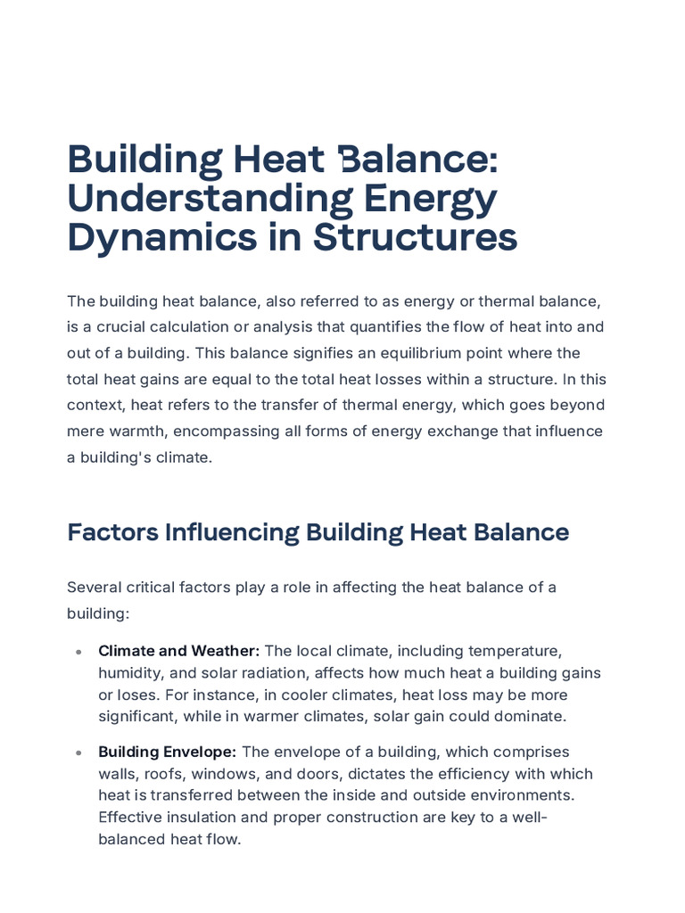 Building Heat Balance Explained | PDF | Heat Transfer | Building Insulation
