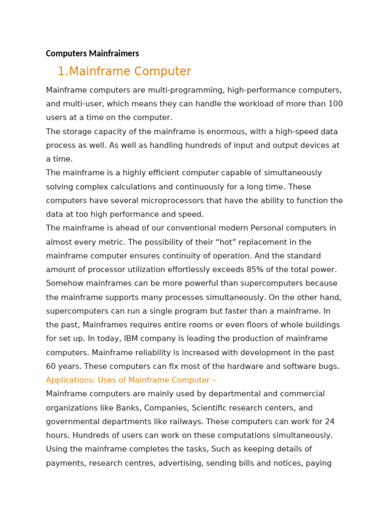 Computers Mainfraimers | PDF | Mainframe Computer | Supercomputer